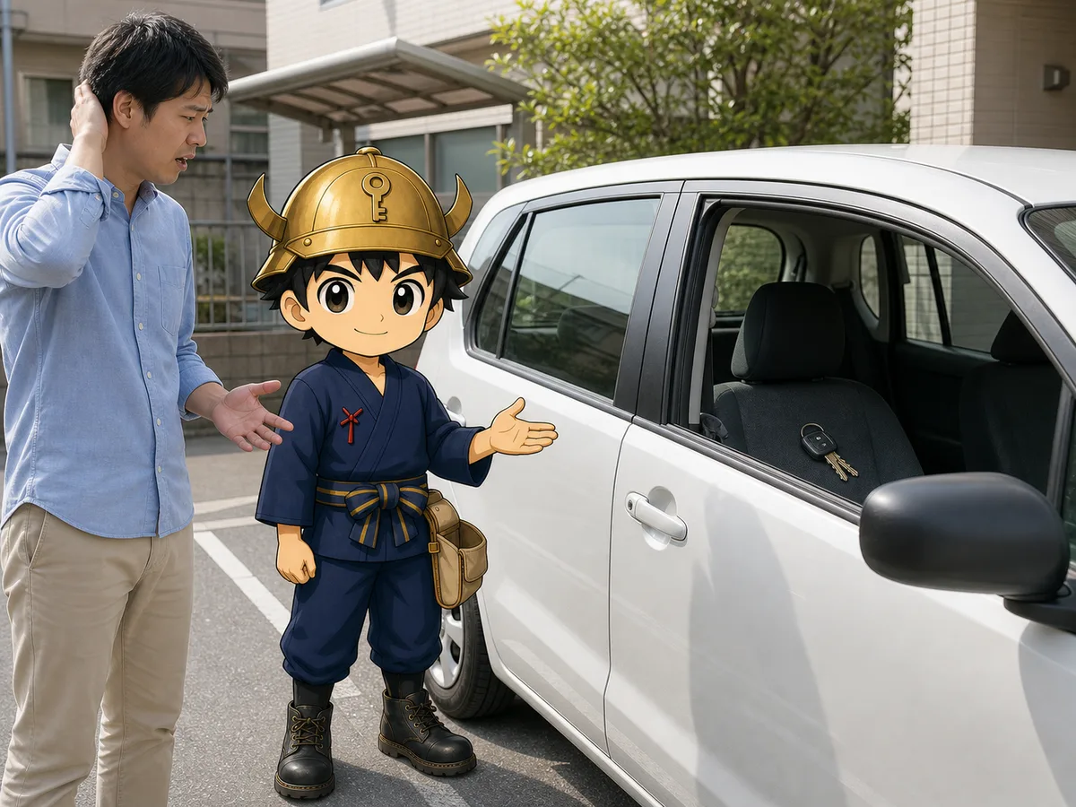車の中に鍵を閉じ込めた
